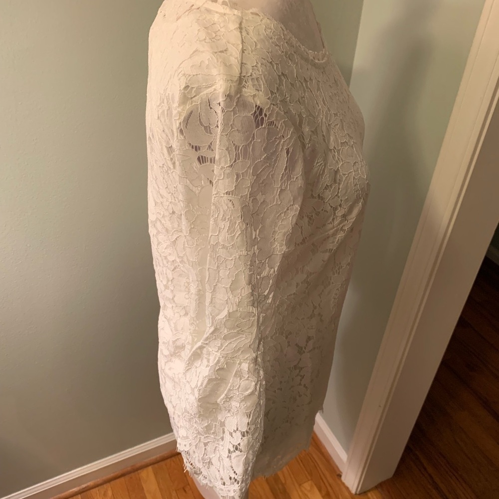 Issac Mizrahi Live white lacy tunic, size XXS View 4